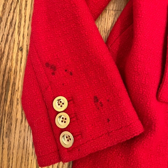 Juicy Couture Women Pea Coat Wool Blend Red God Button Double Breasted Size L - Picture 8 of 9